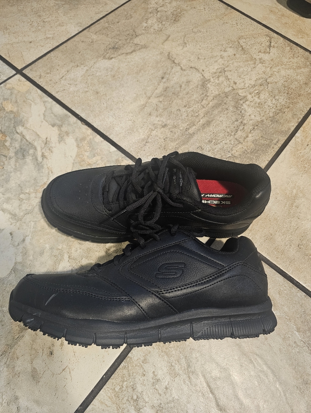 Mens Skechers 77156 Nampa Memory Foam Slip Resistant Black Work Shoes s,10.5
